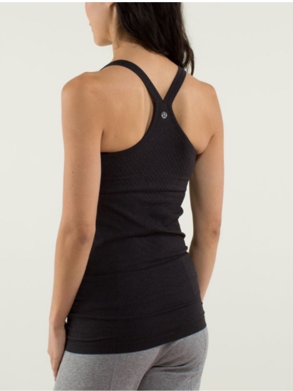 Lululemon Ebb To Street Tank Heathered Black Ribbed Shelf Bra Workout Gym-6
